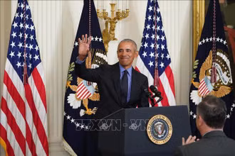 Cựu Tổng thống Mỹ Barack Obama phát biểu tại 1 sự kiện, ngày 5/4/2022. (Ảnh: AFP/TTXVN)