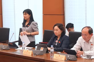 Đại biểu Tạ Thị Yên (Điện Biên) phát biểu. (Ảnh: TRUNG HƯNG)