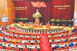 Quang cảnh Hội nghị Ban Chấp hành Trung ương Đảng giữa nhiệm kỳ khóa XIII. Ảnh | ĐĂNG KHOA