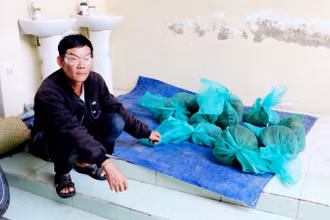 Đối tượng Nguyễn Văn Đề cùng 10 con khỉ đuôi dài, tổng trọng khoảng 20kg. 