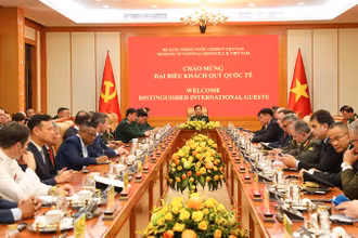 Quang cảnh buổi tiếp. (Ảnh: Cổng thông tin Bộ Quốc phòng)