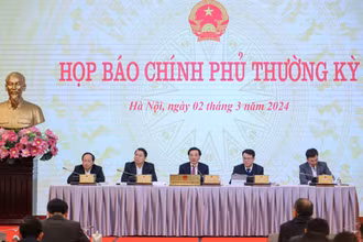 Toàn cảnh họp báo Chính phủ thường kỳ. (Ảnh: VGP)
