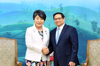 Thủ tướng Phạm Minh Chính tiếp Bộ trưởng Ngoại giao Nhật Bản Kamikawa Yoko. (Ảnh: Trần Hải)