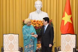 Chủ tịch nước Lương Cường và Phó Tổng thư ký Liên hợp quốc Amina J.Mohammed.
