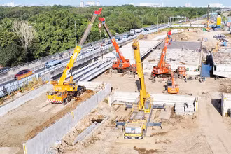 Thi công nút giao An Phú (thành phố Thủ Đức), khu vực cửa ngõ huyết mạch phía đông Thành phố Hồ Chí Minh.