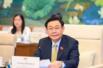 Chủ tịch Quốc hội Vương Đình Huệ phát biểu tại buổi tiếp Liên đoàn các tổ chức kinh tế Nhật Bản. (Ảnh: DUY LINH)