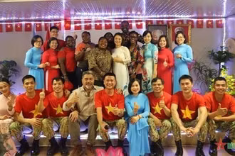 Lực lượng gìn giữ hòa bình Liên hợp quốc của Việt Nam kỷ niệm 77 năm Quốc khánh tại Nam Sudan. (Nguồn: qdnd.vn)