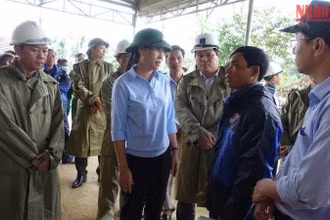Bí thư Tỉnh ủy Quảng Ngãi Bùi Thị Quỳnh Vân kiểm tra công tác di dời dân vùng có nguy cơ sạt lở núi huyện Trà Bồng.