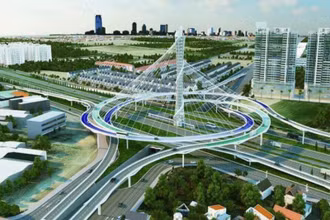 Phối cảnh một nút giao dự án đường Vành đai 4-Vùng Thủ đô.