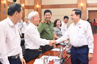 [Ảnh] Chủ tịch Quốc hội Trần Thanh Mẫn làm việc với Ban Chấp hành Đảng bộ thành phố Hải Phòng