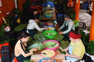 [Ảnh] Làng nghề bánh chưng gù Bản Tùy ở Hà Giang tất bật cho vụ Tết
