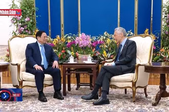 Thủ tướng Singapore Lý Hiển Long chủ trì lễ đón Thủ tướng Phạm Minh Chính