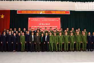 Các đại biểu tại tại lễ ra mắt lực lượng quản lý Nhà nước về cai nghiện ma túy.