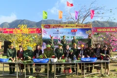 Gói và nấu bánh chưng tặng cho nhân dân trên địa bàn biên giới vui Xuân đón Tết.