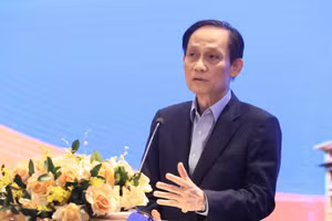 Đồng chí Lê Hoài Trung, Ủy viên Bộ Chính trị, Bộ trưởng Ngoại giao phát biểu. (Ảnh: An Đăng-TTXVN)