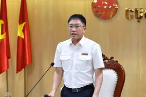 Phó Cục trưởng Cục Thuế Mai Sơn phát biểu tại cuộc họp. (Ảnh: Thùy Linh)