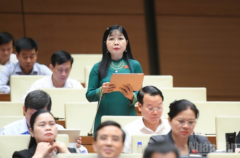 Đại biểu Trần Thị Thanh Hương (An Giang) phát biểu. (Ảnh: DUY LINH) ndo_br_tran-thi-thanh-huong-an-giang1.jpg