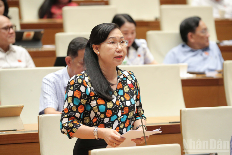 Đại biểu Phan Thị Mỹ Dung (Long An) phát biểu. (Ảnh: DUY LINH) ndo_br_dbqh-phan-thi-my-dung-long-an.jpg