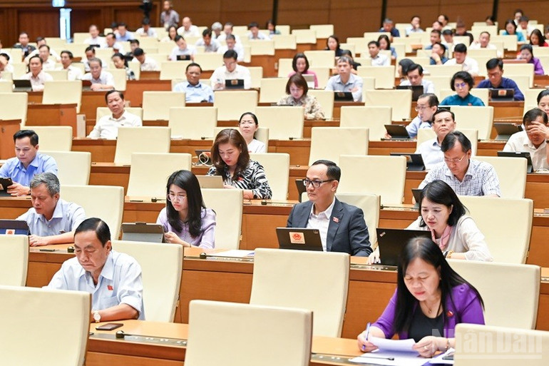 Các đại biểu Quốc hội làm việc tại hội trường. (Ảnh: DUY LINH) ndo_br_bnd-8323.jpg