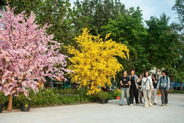 Khu đất số 8 Võ Văn Tần (Trung tâm Thể dục Thể thao Phan Đình Phùng) thu hút người dân thành phố đến vui chơi dịp Tết cổ truyền (ảnh: QUÝ HIỀN)