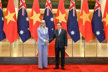 Chủ tịch Quốc hội Trần Thanh Mẫn và Toàn quyền Australia Sam Mostyn tại hội kiến. (Ảnh: Duy Linh)