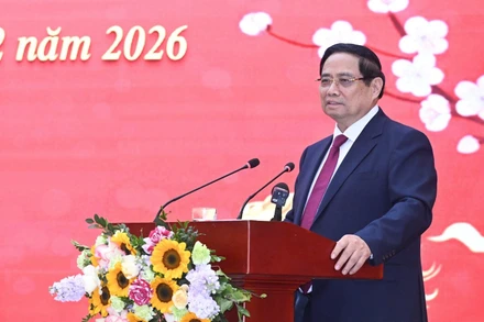 Thủ tướng Chính phủ Phạm Minh Chính phát biểu ý kiến tại buổi làm việc. (Ảnh: TRẦN HẢI)