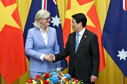 Chủ tịch nước Lương Cường hội đàm với Toàn quyền Australia Sam Mostyn. (Ảnh: THỦY NGUYÊN)