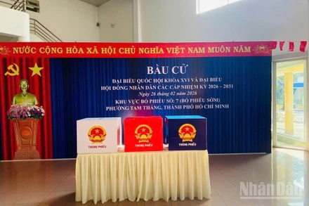 Khu vực bỏ phiếu sớm số 7, bầu đại biểu Quốc hội khóa XVI và đại biểu Hội đồng nhân dân các cấp nhiệm kỳ 2026-2031, ngày 26/2/2026, tại phường Tam Thắng, Thành phố Hồ Chí Minh. (Ảnh: HẢI CHÍNH) 