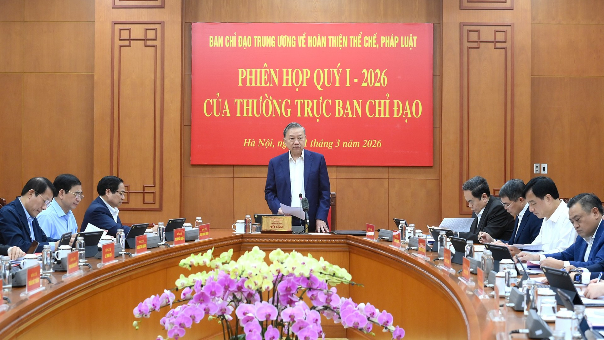 Tổng Bí thư Tô Lâm chủ trì phiên họp quý I/2026 của Thường trực Ban Chỉ đạo Trung ương về hoàn thiện thể chế, pháp luật. (Ảnh: ĐĂNG KHOA)