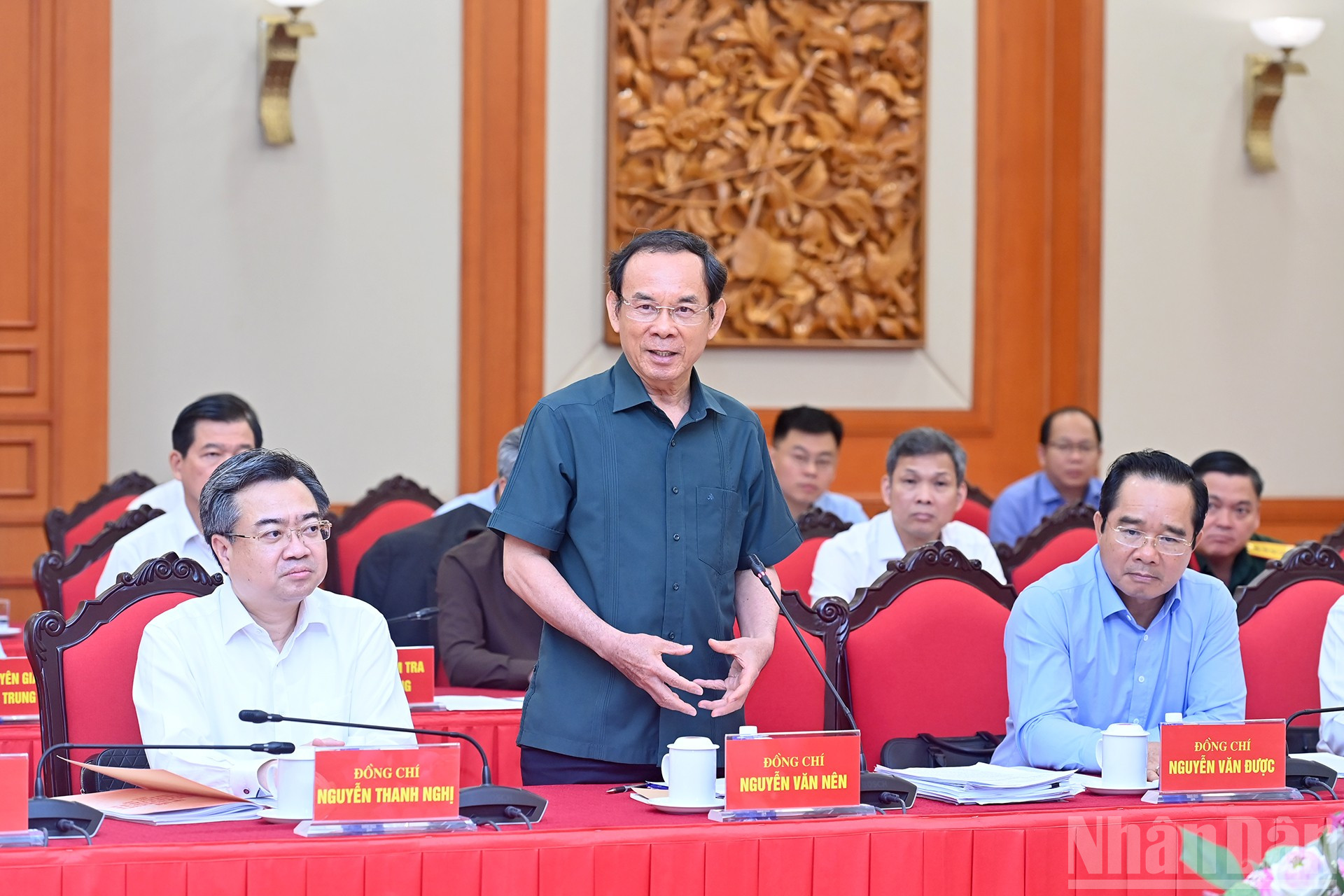 Bí thư Thành ủy Thành phố Hồ Chí Minh Nguyễn Văn Nên phát biểu tại cuộc làm việc. ndo_br_a25-bnd-4481.jpg