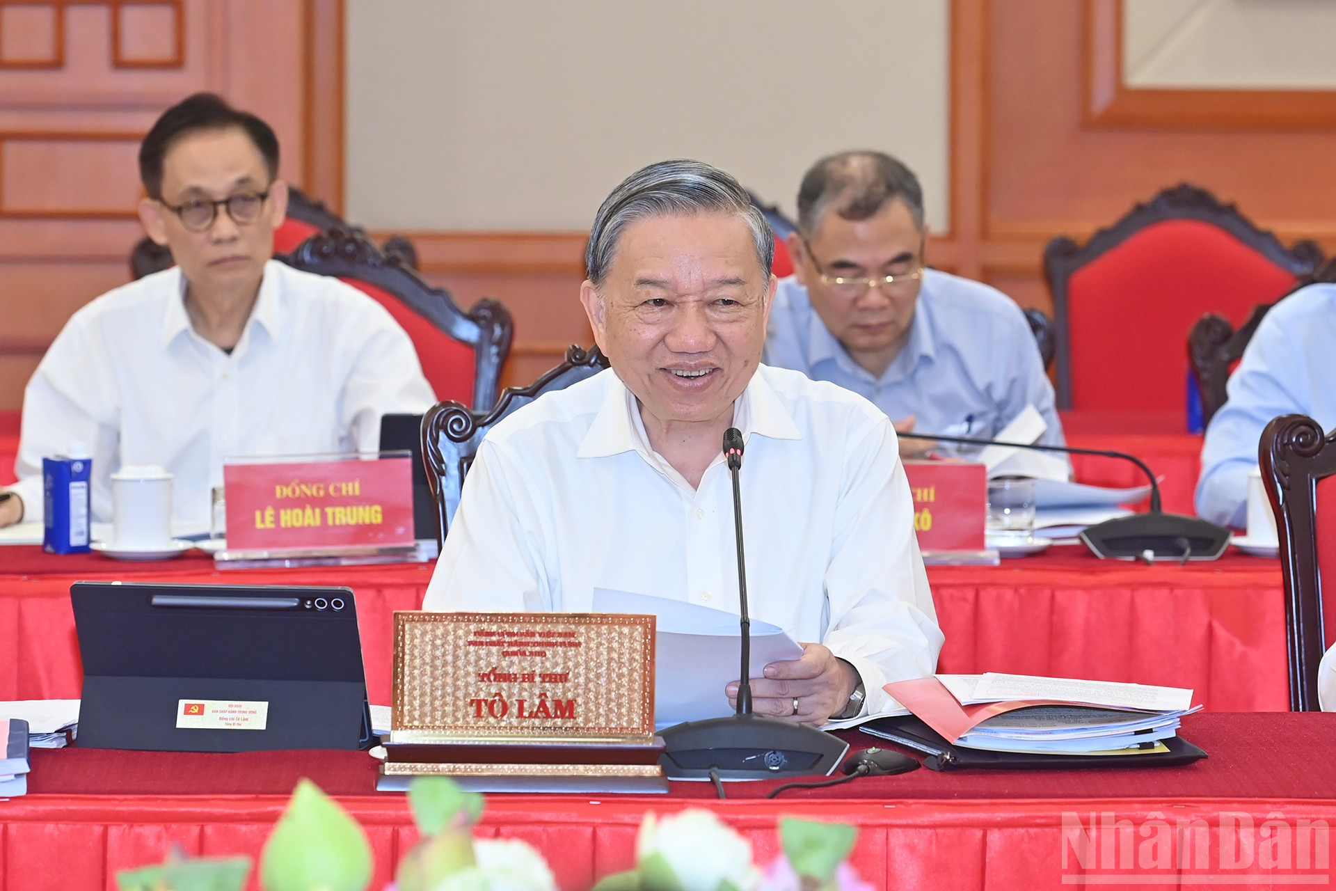 Tổng Bí thư Tô Lâm phát biểu tại cuộc làm việc với Ban Thường vụ Thành ủy Hà Nội. ndo_br_a3-bnd-4218.jpg