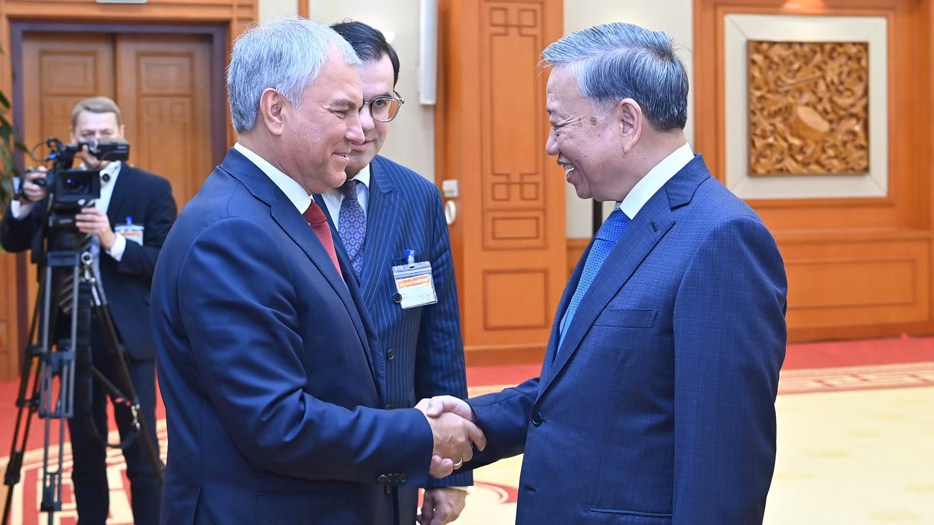 Tổng Bí thư Tô Lâm tiếp Chủ tịch Duma Quốc gia Quốc hội Liên bang Nga Vyacheslav Volodin.