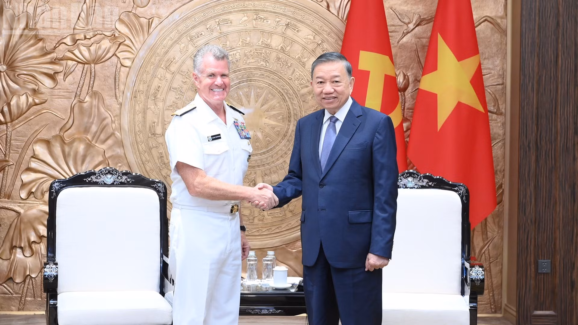 Tổng Bí thư, Chủ tịch nước Tô Lâm tiếp Đô đốc Samuel Paparo, Tư lệnh Bộ Chỉ huy Thái Bình Dương Hoa Kỳ. (Ảnh: ĐĂNG KHOA)