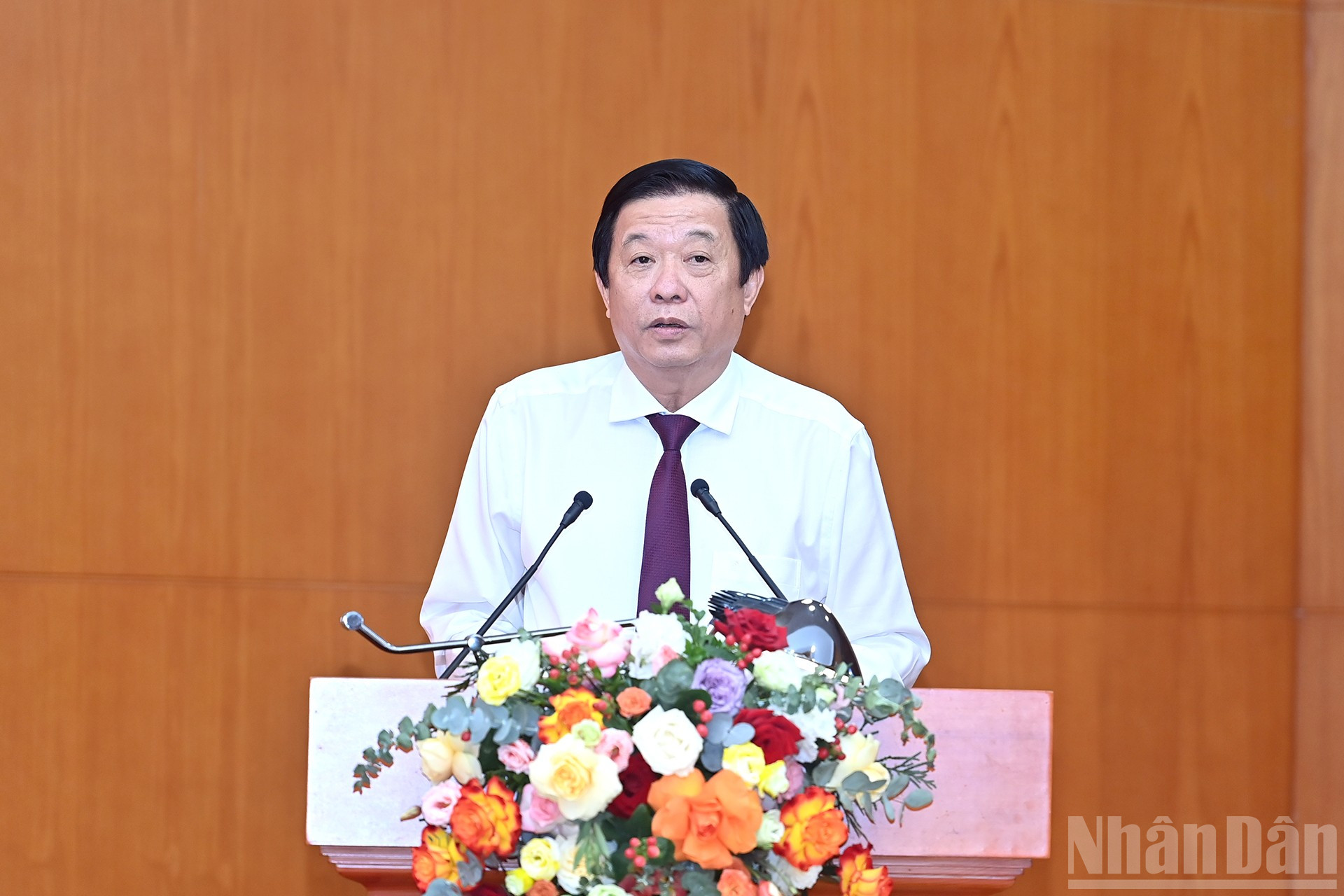 Phó Trưởng Ban Nội chính Trung ương Bùi Văn Nghiêm trình bày báo cáo tại hội nghị. ndo_br_a7-bnd-2590.jpg