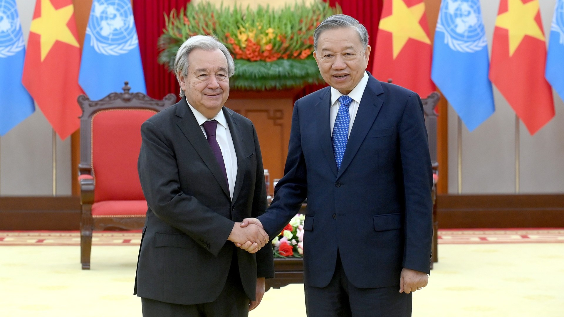 Tổng Bí thư Tô Lâm tiếp Tổng Thư ký Liên hợp quốc Antonio Guterres.
