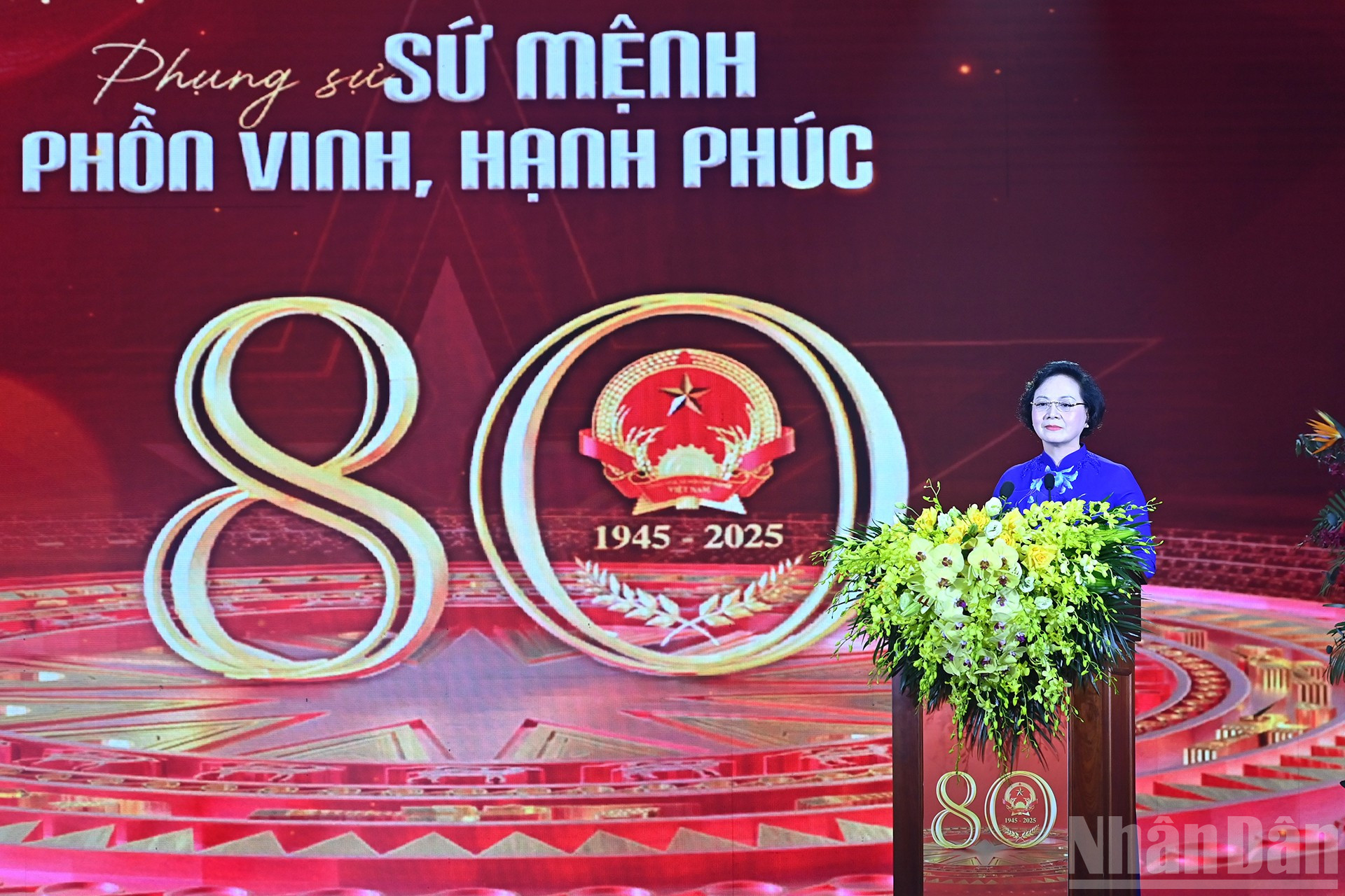 Bộ trưởng Nội vụ Phạm Thị Thanh Trà phát biểu tại lễ kỷ niệm. ndo_br_a5-bnd-5756.jpg