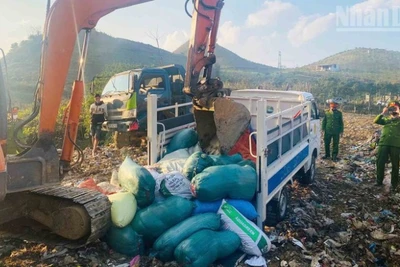 Cơ quan chức năng tiến hành tiêu hủy 1,3 tấn thực phẩm bẩn.