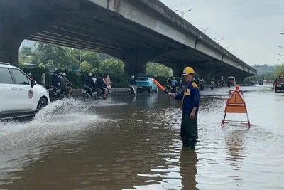 Xí nghiệp Thoát nước số 7 ứng trực tại đường Nguyễn Xiển.