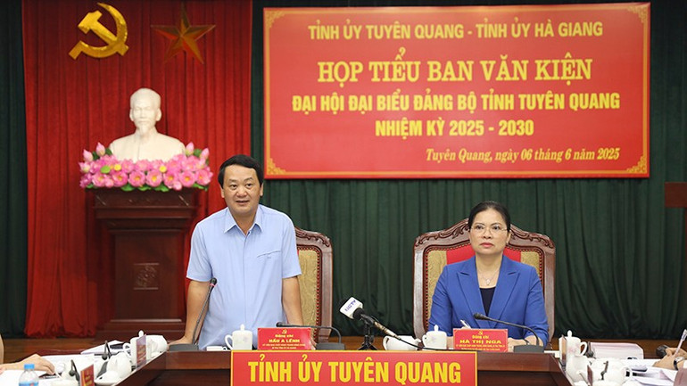 Comrade Hau A Lenh, member of the Party Central Committee, Secretary of Ha Giang Provincial Party Committee delivered a concluding speech at the meeting. anh-3-37.jpg