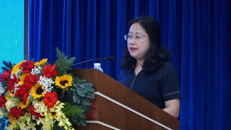 Bà Đỗ Thị Minh Trâm, Phó Cục trưởng Cục Đổi mới sáng tạo, Chuyển đổi xanh và Khuyến công (Bộ Công Thương) phát biểu. 34dfd9fb4184c8da9195-4684-181.jpg