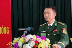 Đại tá Phạm Hồng Phong, Bí thư Đảng ủy, Chính ủy Bộ đội Biên phòng thành phố Hải Phòng phát biểu chỉ đạo Đại hội.