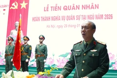 Thiếu tướng Phạm Đức Tiếp, Phó Giám đốc Học viện Quân y phát biểu tại buổi lễ.