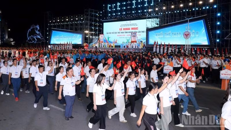 Các vận động viên tham dự Đại hội Thể dục thể thao tỉnh Khánh Hòa lần thứ I năm 2026. (Ảnh: VŨ TÂN)