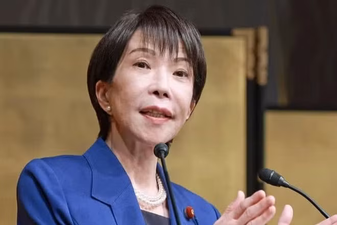 Thủ tướng Nhật Bản Sanae Takaichi phát biểu tại Thủ đô Tokyo. (Ảnh: Kyodo/TTXVN)