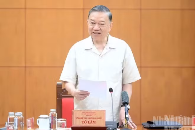 Tổng Bí thư, Chủ tịch nước Tô Lâm phát biểu tại cuộc làm việc. (Ảnh: ĐĂNG KHOA)