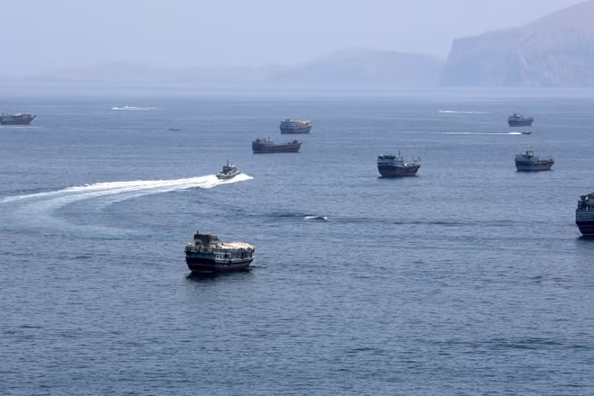 Quang cảnh eo biển Hormuz, gần thị trấn Khasab, miền bắc Oman. (Ảnh: THX/TTXVN)