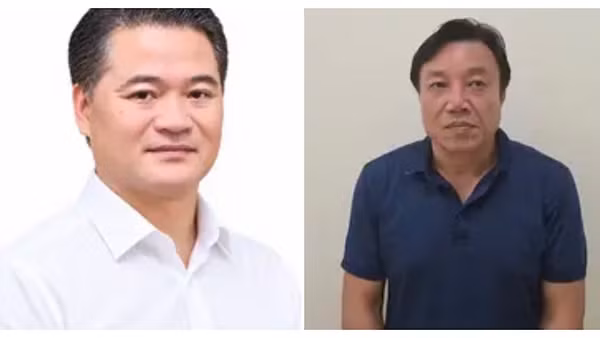 Hai ông Lê Đình Thanh Sơn và Nguyễn Huy Ngọc. (Ảnh: Bộ Công an)