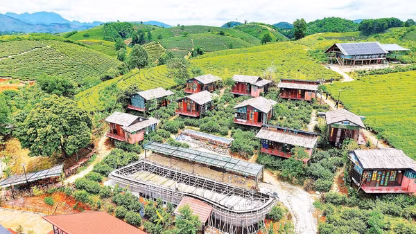 Điểm du lịch cộng đồng tại xã Minh Đài, tỉnh Phú Thọ được xây dựng để đón khách du lịch. 