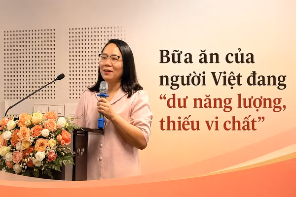 Phó Giáo sư, Tiến sĩ Trương Tuyết Mai, Phó Viện trưởng Viện Dinh dưỡng quốc gia chia sẻ tại hội thảo. (Ảnh thiết kế bởi AI)