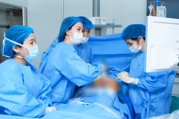 Tiến sĩ, bác sĩ Nguyễn Thị Sim thực hiện can thiệp bào thai cho sản phụ. (Ảnh: BVCC)